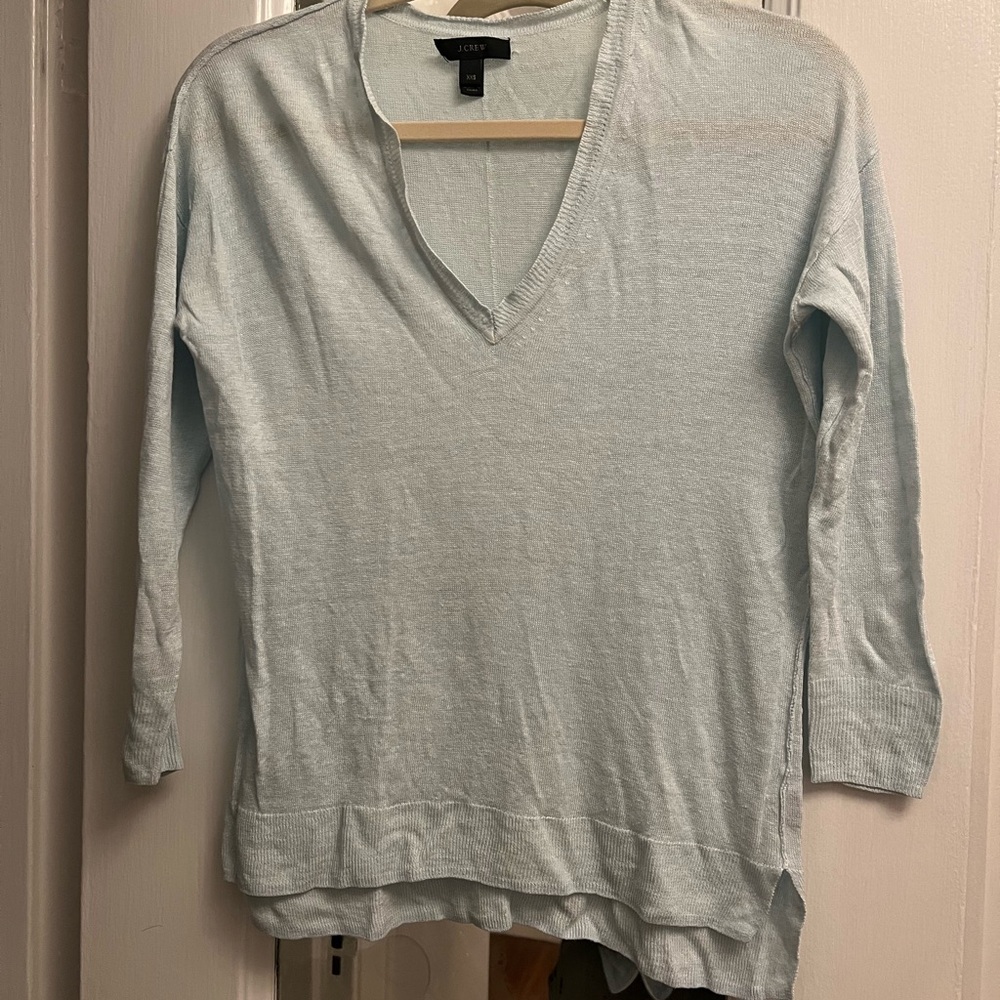 J Crew Women’s Light Blue 100% Linen Sweater - Size XXS